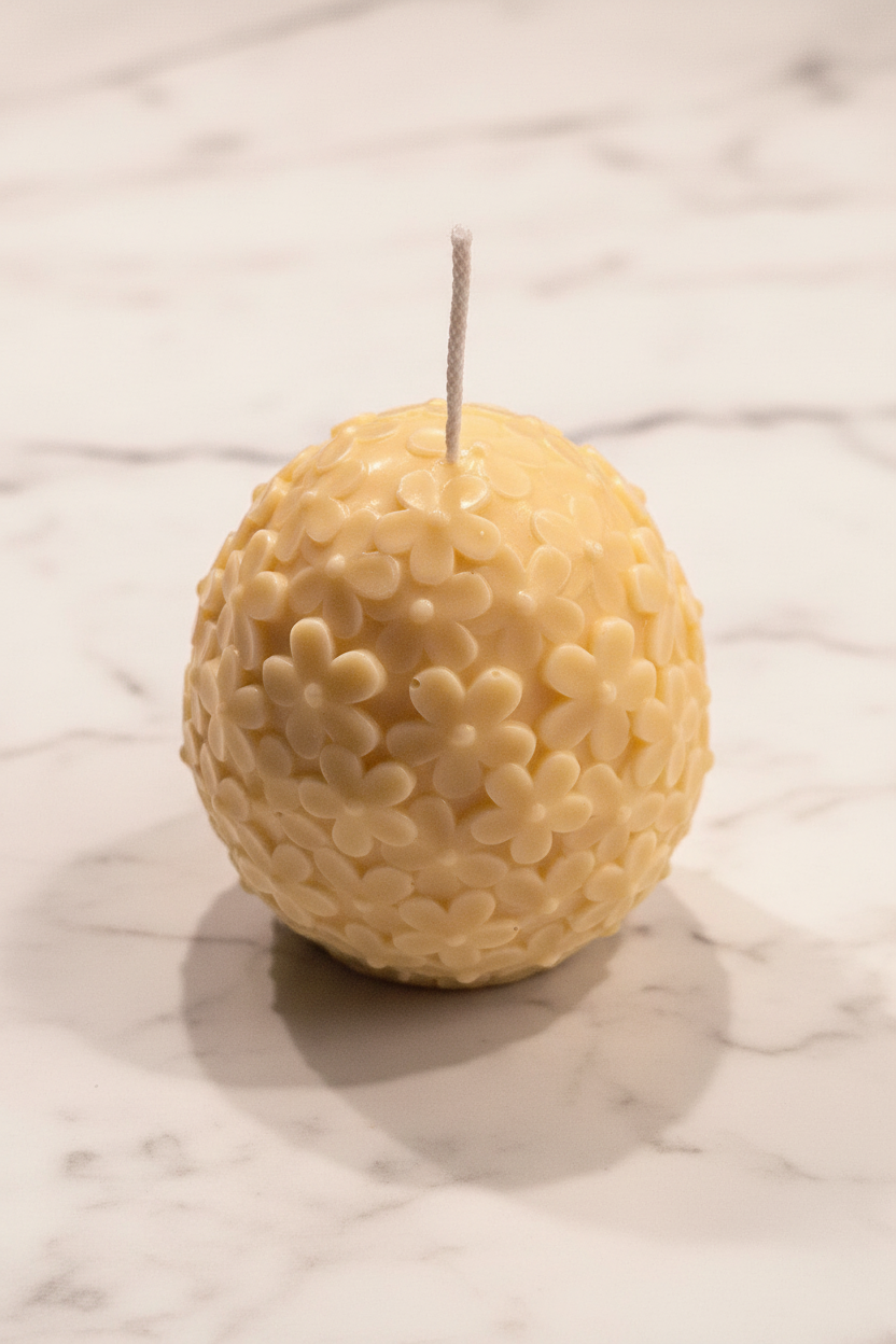 Easter Floral Sphere Candle – Handmade Spring Elegance