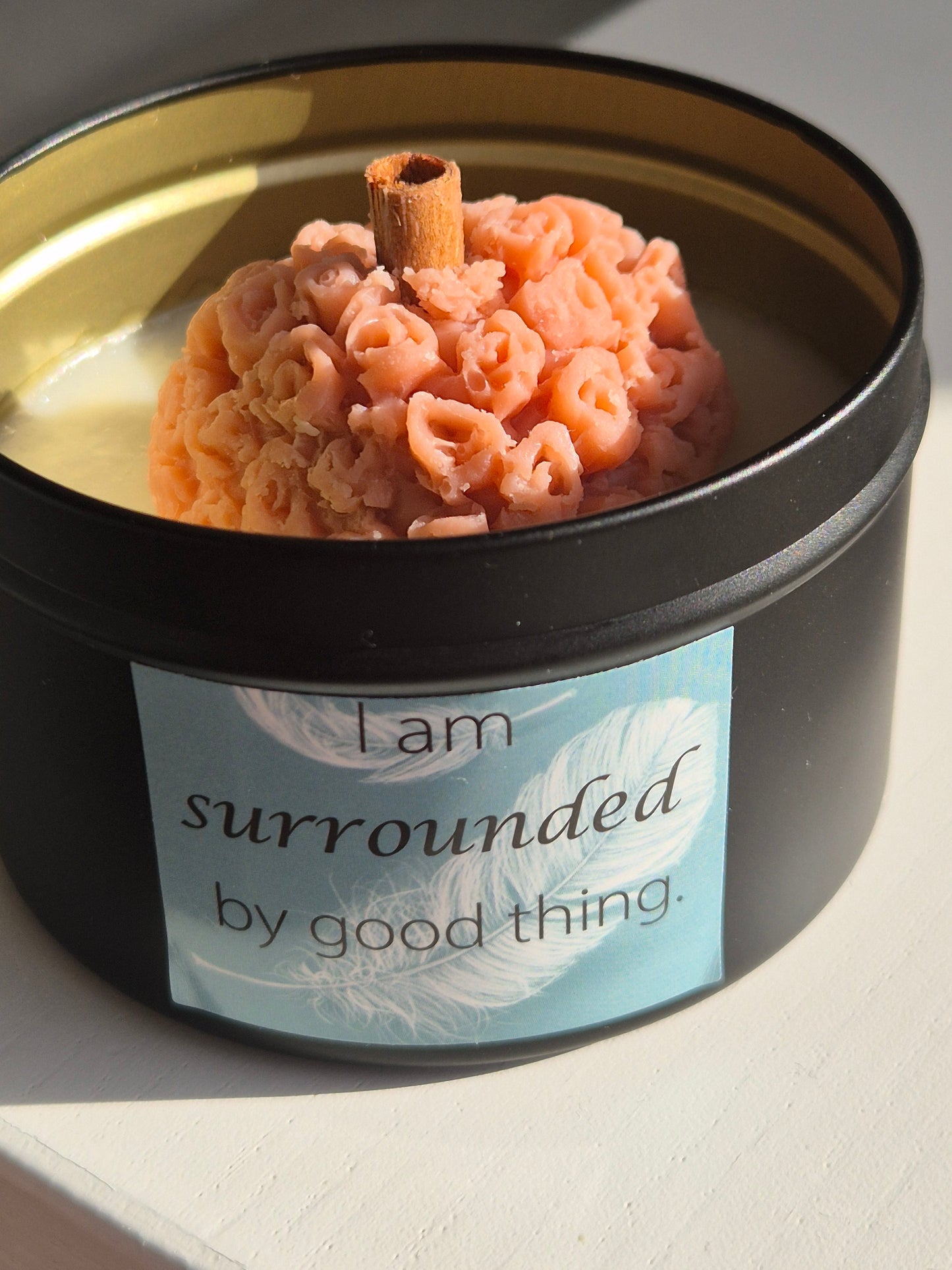 Handmade Soy Wax Candle with Unique Floral Top