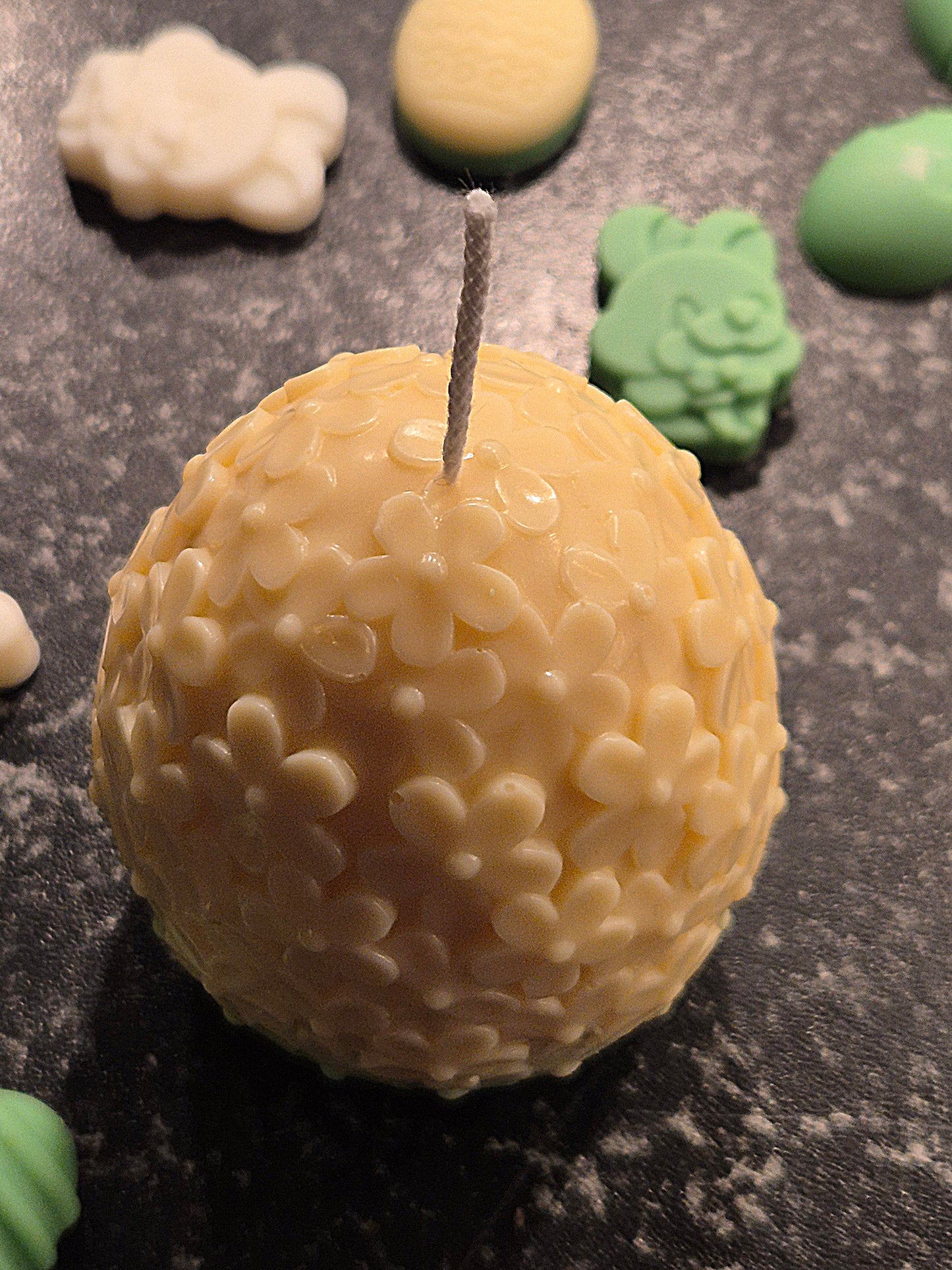 Easter Floral Sphere Candle – Handmade Spring Elegance