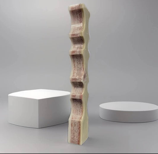 Sculptural Elegance – Handmade Palm Wax Candle with Frosted Crystal Effec