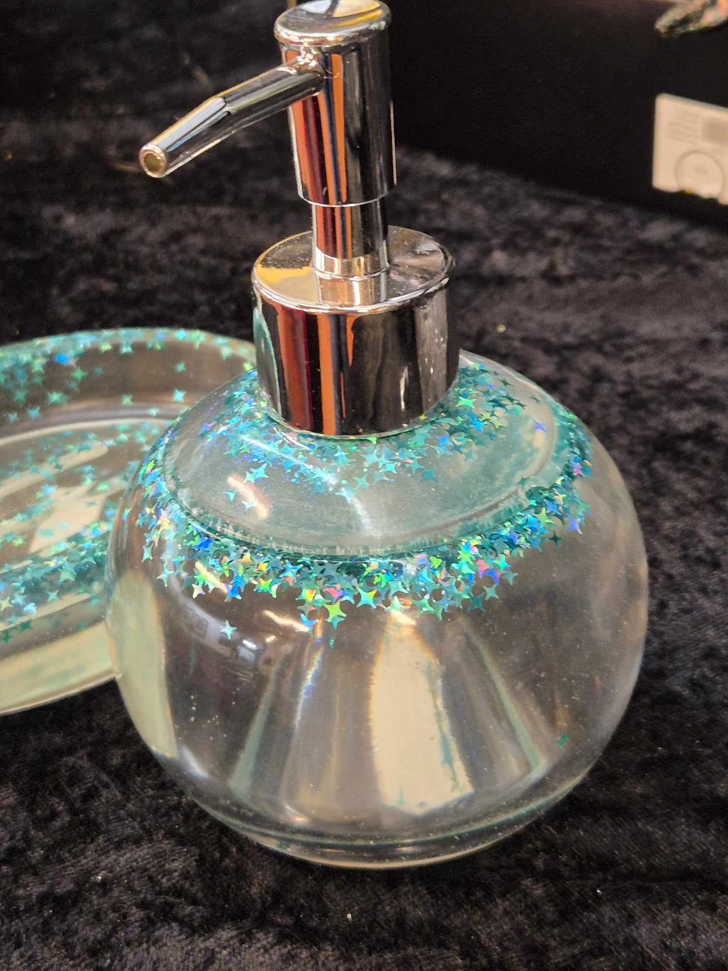 Handmade Epoxy Resin Soap Dispenser & Tray Set