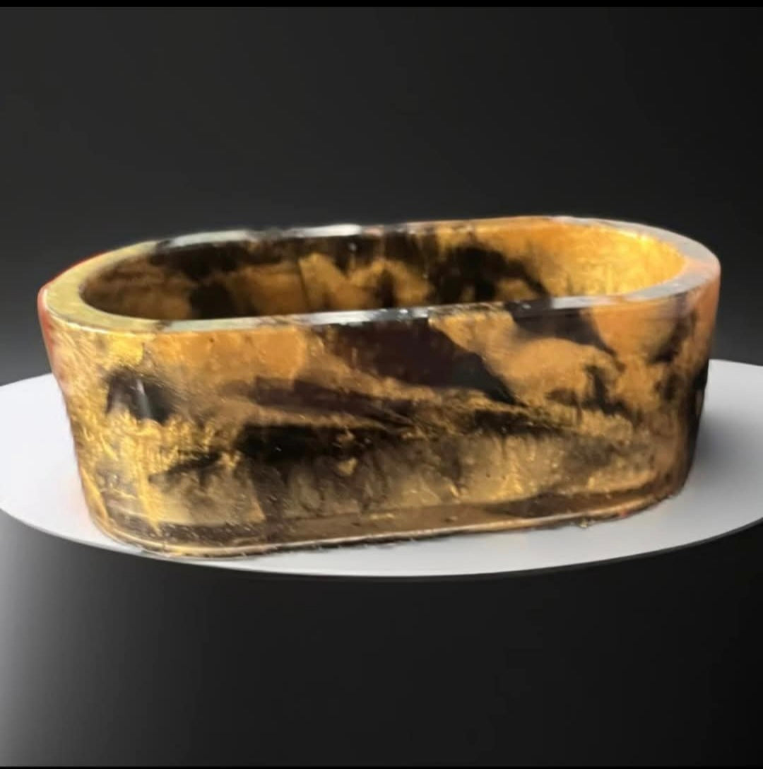 Luxury Gold & Black Resin Tray