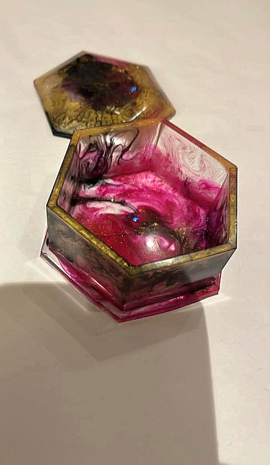 Handmade Hexagonal Epoxy Resin Box – Elegant & Artistic