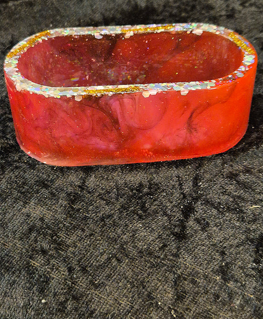 Handmade Red Epoxy Resin Trinket Bowl